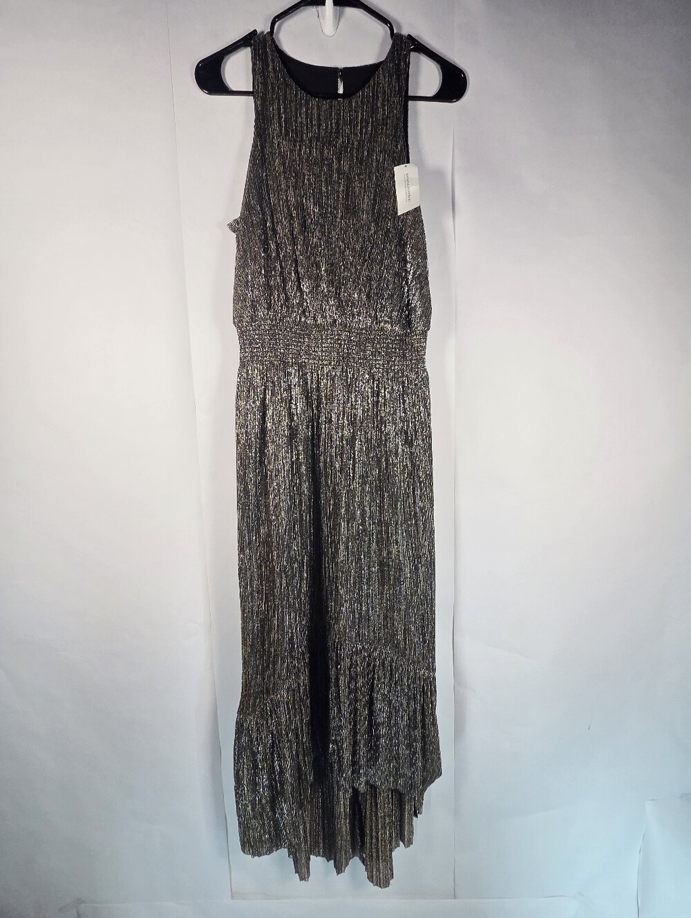 Banana Republic Metallic Black and Gold Sleeveless Maxi Dress